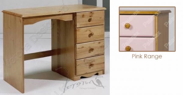 Verona Dressing Table - Single Pedestal | Pink